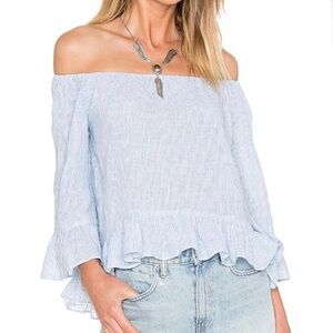 Sanctuary | Julia | Off the Shoulder Seersucker‎ Ruffle Top